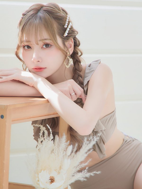 画像10: 【即日発送】【水着セール】【ビキニ】【水着】フリルショルダービキニ/ハイウエスト/無地/シンプル[YMT]