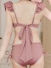 画像37: 【ビキニ】【水着】フリルショルダービキニ/ハイウエスト/無地/シンプル[YMT]