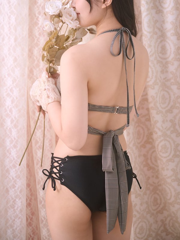 画像6: 【即日発送】【ビキニ】【水着】ブラウンチェックハイウエストビキニ[M192-SW-23PY][YMT]