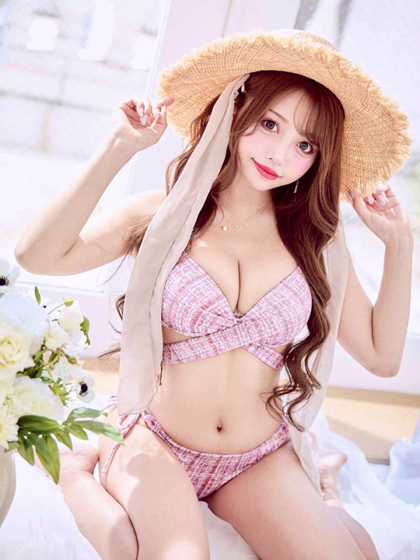 画像3: 【即日発送】【ビキニ】【水着】ツイードプリント バッククロスリボン クロスビキニ 2点セット[YMT]