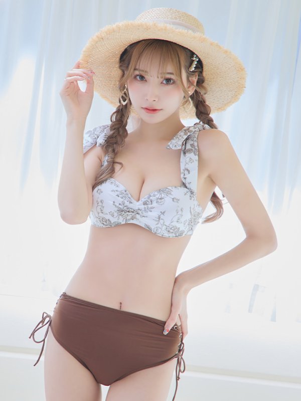 画像8: 【即日発送】【ビキニ】【水着】トワルドジュイ柄 / ショルダーリボンビキニ[YMT]