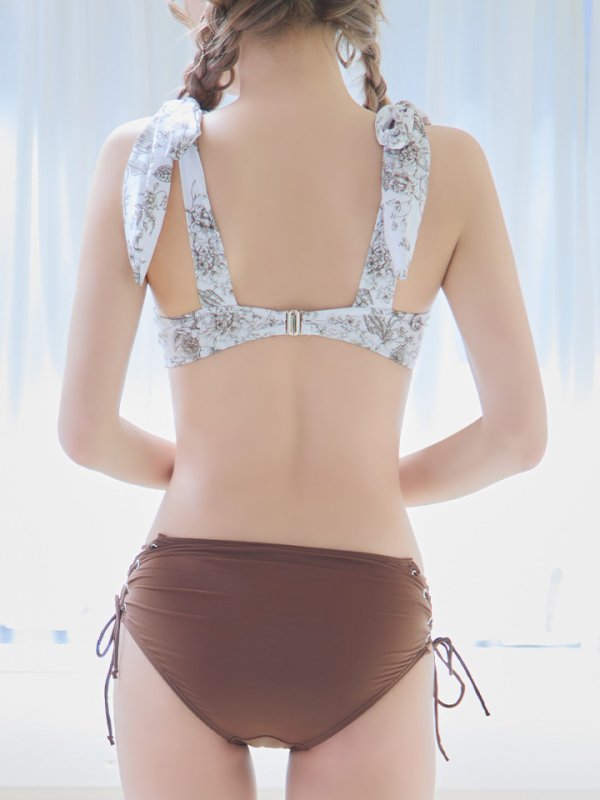 画像6: 【即日発送】【ビキニ】【水着】トワルドジュイ柄 / ショルダーリボンビキニ[YMT]