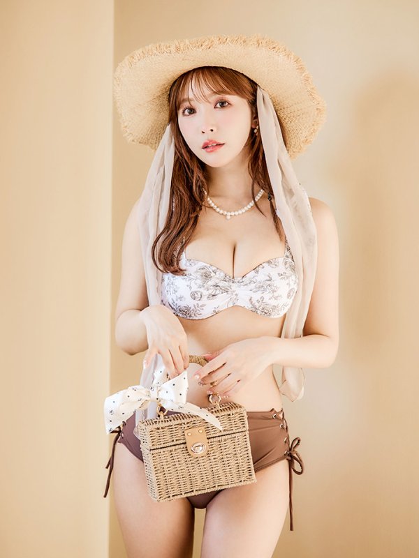 画像5: 【即日発送】【ビキニ】【水着】トワルドジュイ柄 / ショルダーリボンビキニ[YMT]