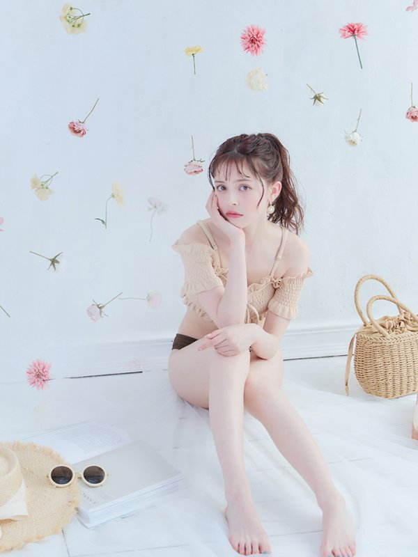 画像14: 【即日発送】【水着セール】【ビキニ】【水着】オフショルビキニ /無地/シャーリング/ニット/2点セット[YMT]