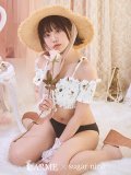 【ビキニ】【水着】オフショルビキニ /花柄/シャーリング/ニット/2点セット[YMT]