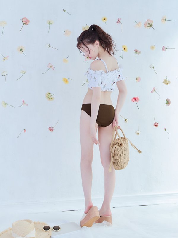 画像24: 【即日発送】【水着セール】【ビキニ】【水着】オフショルビキニ /花柄/シャーリング/ニット/2点セット[YMT]