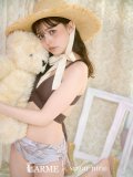 【ビキニ】【水着】リーフ柄バッククロスリボンビキニ/ハイウエスト[YMT]