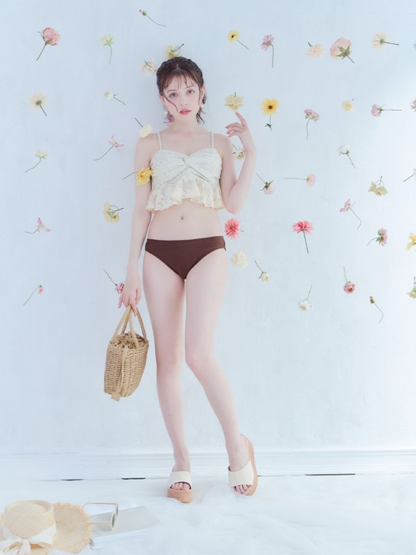 画像16: 【即日発送】【ビキニ】【水着】フリルレースビキニ /ベアトップ/ペプラム/2点セット[YMT]