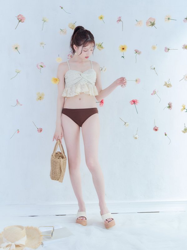 画像17: 【即日発送】【ビキニ】【水着】フリルレースビキニ /ベアトップ/ペプラム/2点セット[YMT]