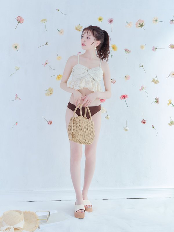 画像18: 【即日発送】【ビキニ】【水着】フリルレースビキニ /ベアトップ/ペプラム/2点セット[YMT]