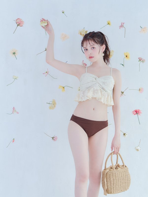 画像19: 【即日発送】【ビキニ】【水着】フリルレースビキニ /ベアトップ/ペプラム/2点セット[YMT]