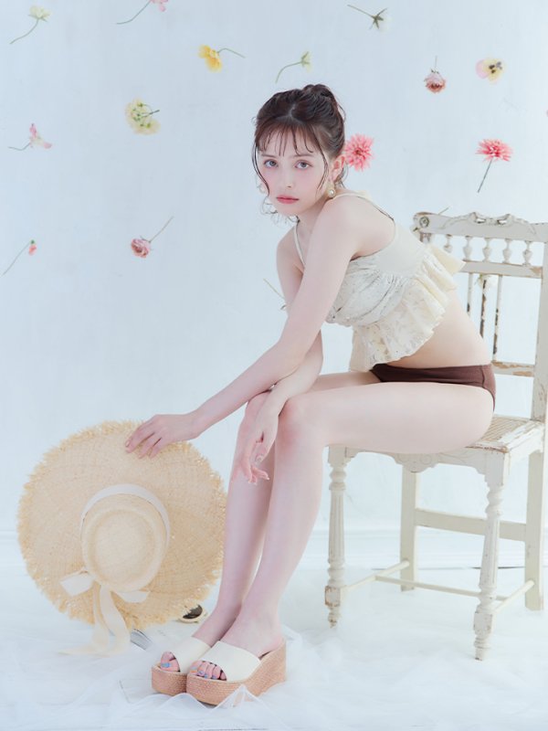 画像23: 【即日発送】【ビキニ】【水着】フリルレースビキニ /ベアトップ/ペプラム/2点セット[YMT]