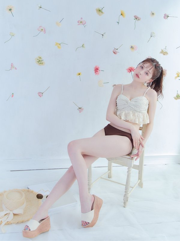 画像25: 【即日発送】【ビキニ】【水着】フリルレースビキニ /ベアトップ/ペプラム/2点セット[YMT]