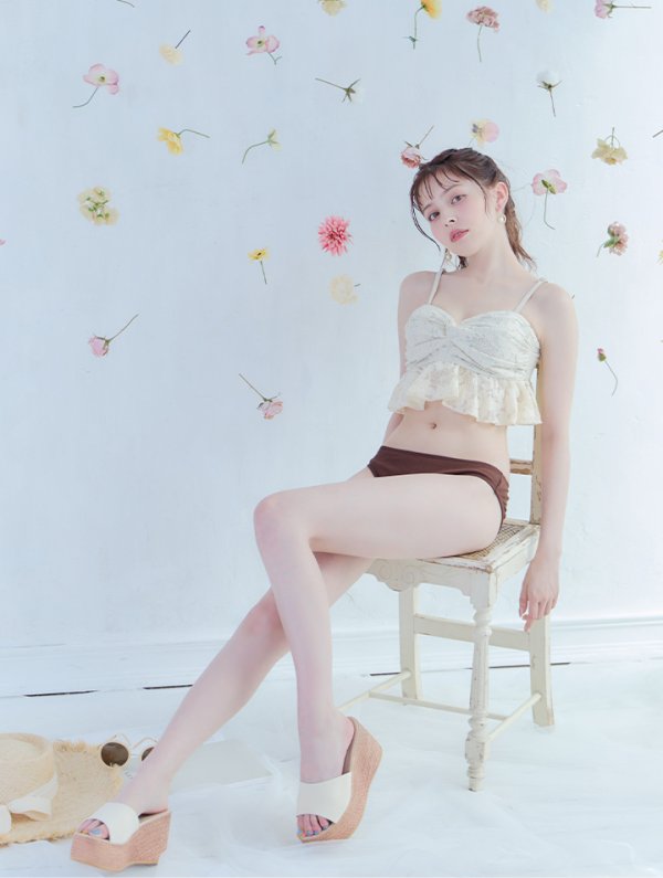 画像26: 【即日発送】【ビキニ】【水着】フリルレースビキニ /ベアトップ/ペプラム/2点セット[YMT]