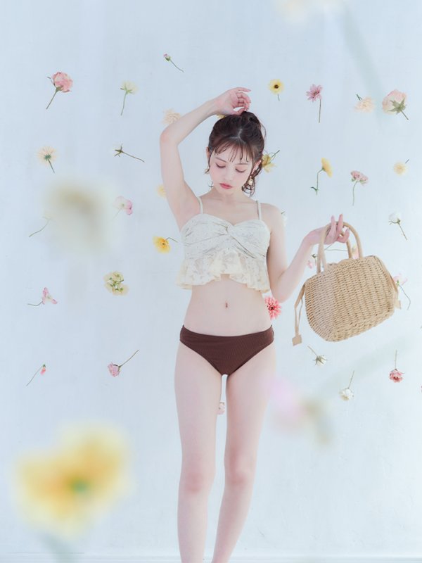 画像12: 【即日発送】【ビキニ】【水着】フリルレースビキニ /ベアトップ/ペプラム/2点セット[YMT]