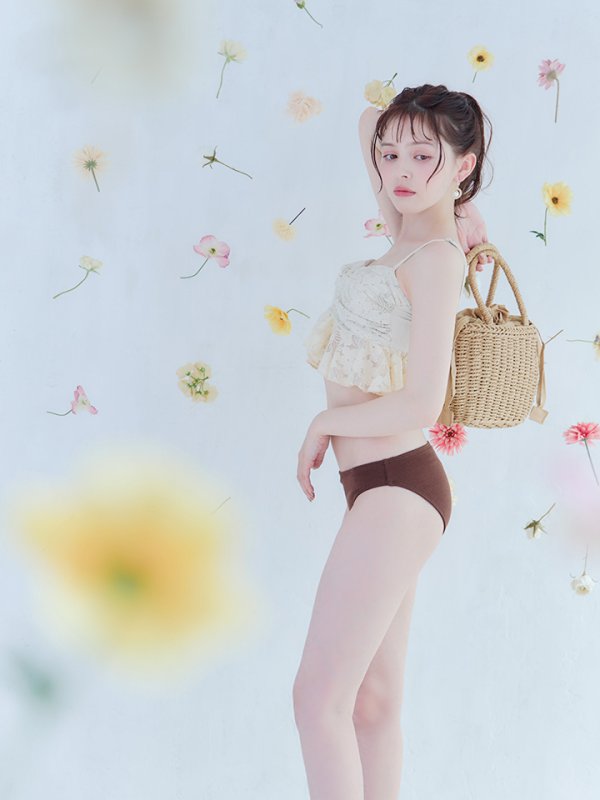 画像13: 【即日発送】【ビキニ】【水着】フリルレースビキニ /ベアトップ/ペプラム/2点セット[YMT]