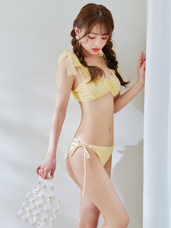 画像21: 【即日発送】【ビキニ】【水着】チュールリボン バストアップ ビキニ 2点セット[YMT]