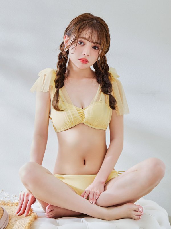 画像22: 【即日発送】【ビキニ】【水着】チュールリボン バストアップ ビキニ 2点セット[YMT]