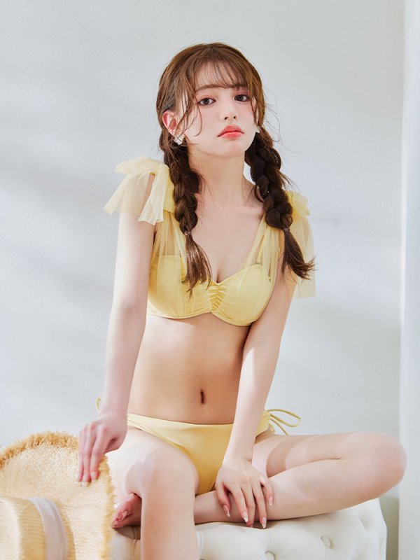 画像13: 【即日発送】【ビキニ】【水着】チュールリボン バストアップ ビキニ 2点セット[YMT]