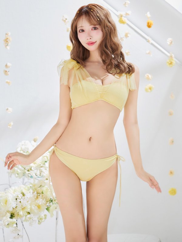 画像7: 【即日発送】【ビキニ】【水着】チュールリボン バストアップ ビキニ 2点セット[YMT]