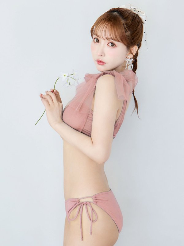 画像2: 【ビキニ】【水着】チュールリボン バストアップ ビキニ 2点セット[YMT]【一部予約 / 5月下旬-6月中旬発送予定】