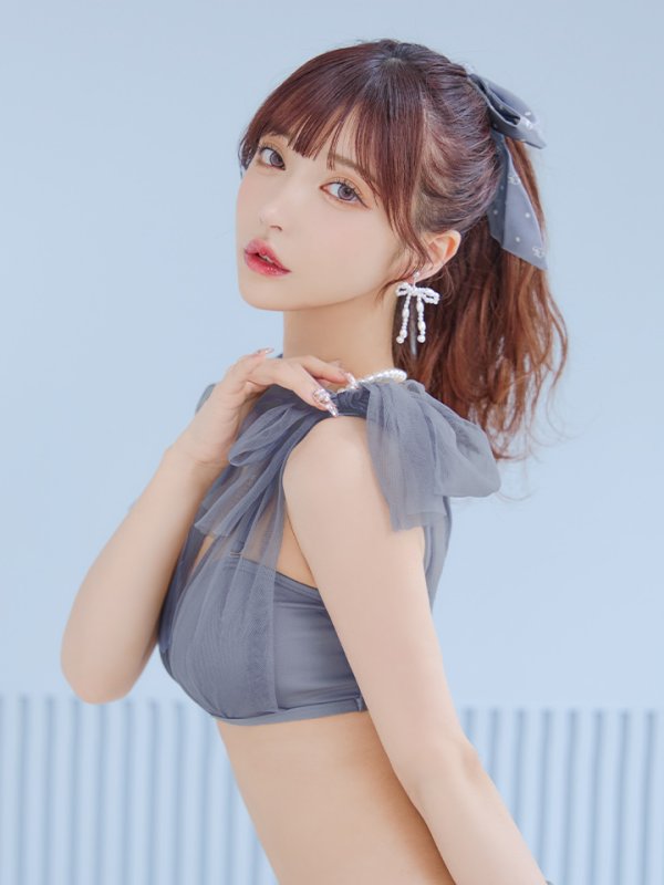 画像30: 【即日発送】【ビキニ】【水着】チュールリボン バストアップ ビキニ 2点セット[YMT]