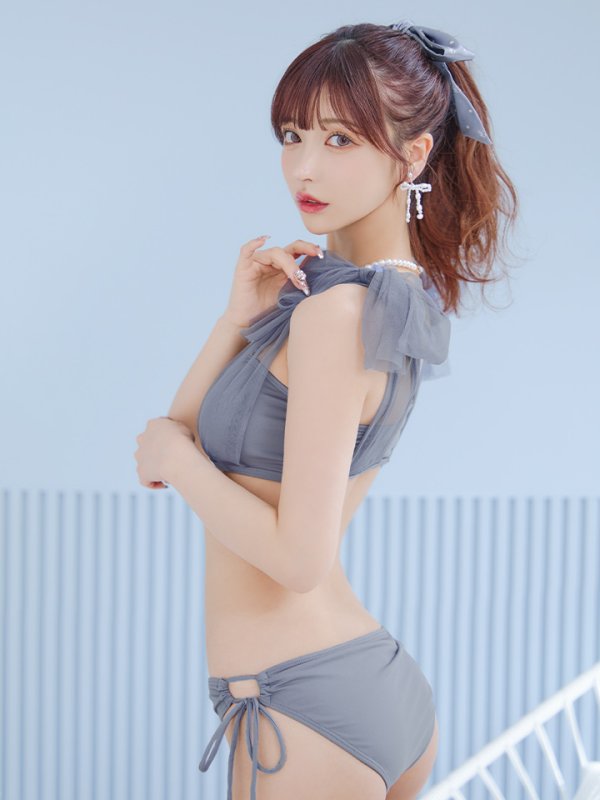 画像28: 【即日発送】【ビキニ】【水着】チュールリボン バストアップ ビキニ 2点セット[YMT]