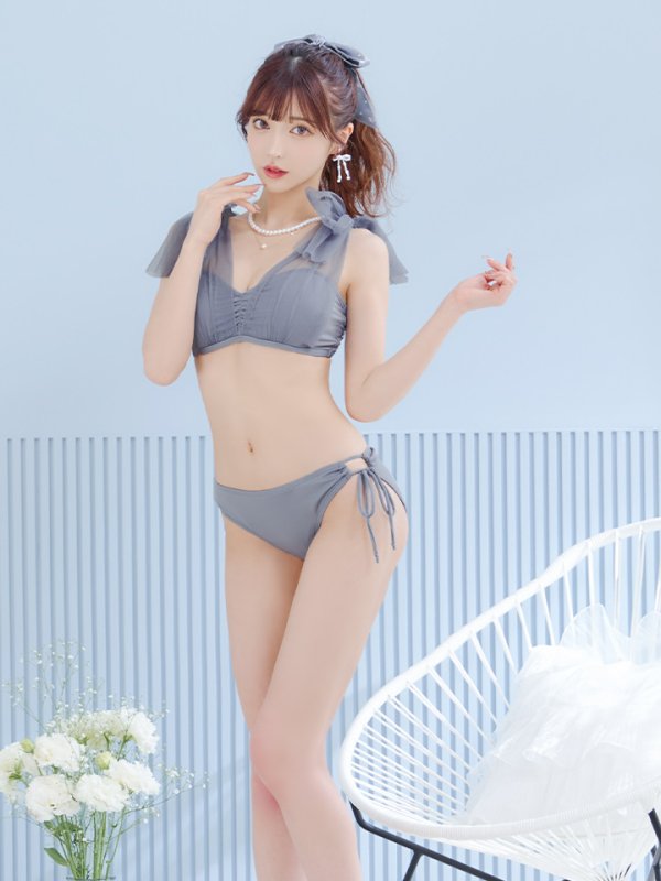 画像35: 【即日発送】【ビキニ】【水着】チュールリボン バストアップ ビキニ 2点セット[YMT]