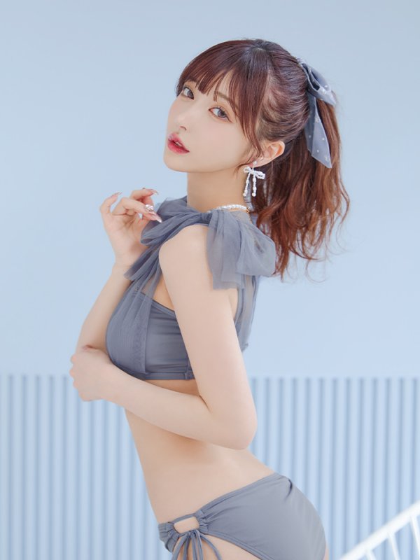 画像36: 【即日発送】【ビキニ】【水着】チュールリボン バストアップ ビキニ 2点セット[YMT]