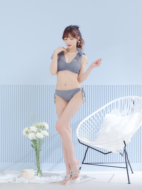 画像38: 【即日発送】【ビキニ】【水着】チュールリボン バストアップ ビキニ 2点セット[YMT]