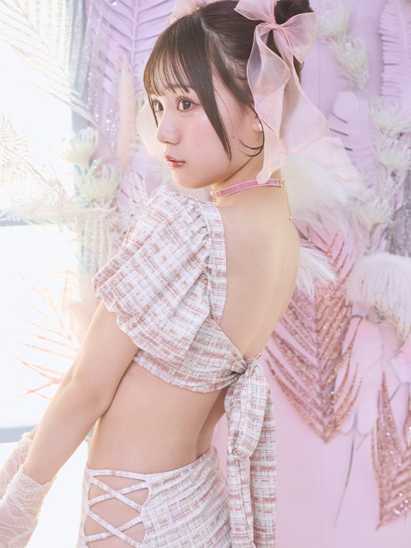 画像7: 【即日発送】【ビキニ】【水着】パフスリーブ 2way ツイードプリント ビキニ 2点セット[YMT]