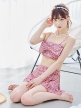 【予約商品/6月下旬発送予定】【ビキニ】【水着】ツイード柄ビッグリボンビキニ 2点セット[YMT]
