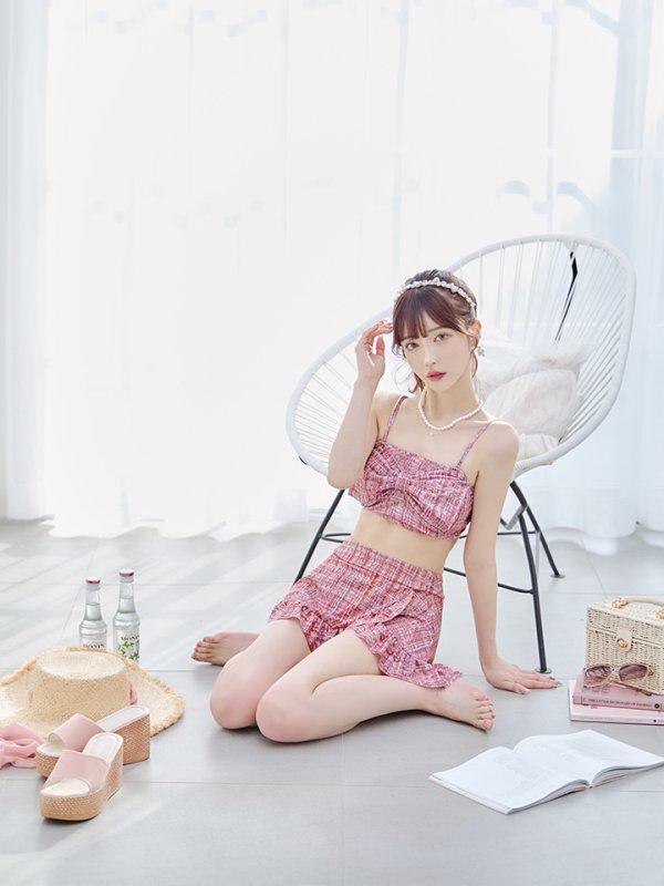 画像12: 【即日発送】【ビキニ】【水着】ツイード柄ビッグリボンビキニ 2点セット[YMT]