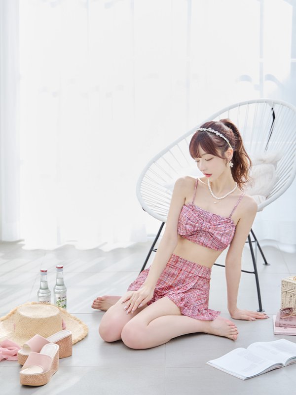 画像13: 【即日発送】【ビキニ】【水着】ツイード柄ビッグリボンビキニ 2点セット[YMT]