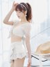 画像25: 【ノベルティ対象】【即日発送！】【ビキニ】ドットシアースリーブスカート付きビキニ 3点セット【水着】[YMT]