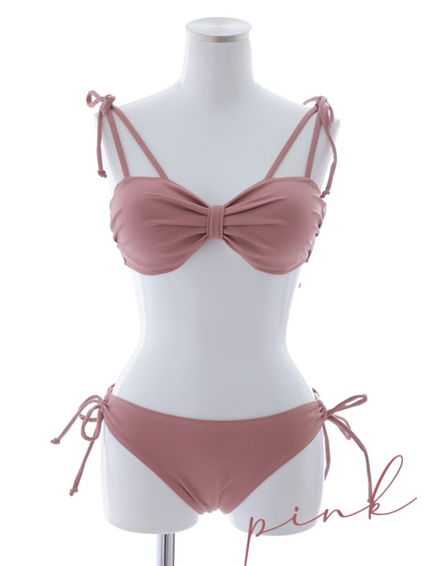 画像21: 【即日発送】【ビキニ】ショルダー紐リボンシンプルビキニ 2点セット【水着】[YMT]