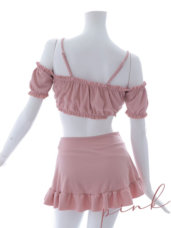 画像25: 【即日発送】【ビキニ】【水着】袖付きシャーリングトップス 4点セット[YMT]