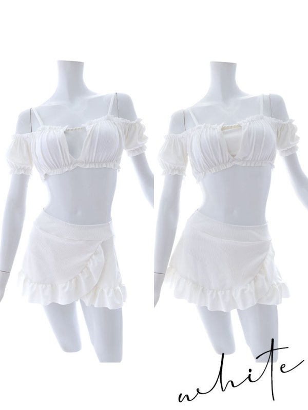 画像26: 【即日発送】【ビキニ】【水着】袖付きシャーリングトップス 4点セット[YMT]