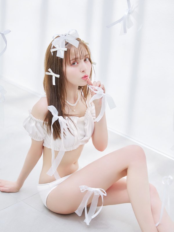 画像29: 【即日発送】【ビキニ】【水着】袖付きシャーリングトップス 4点セット[YMT]