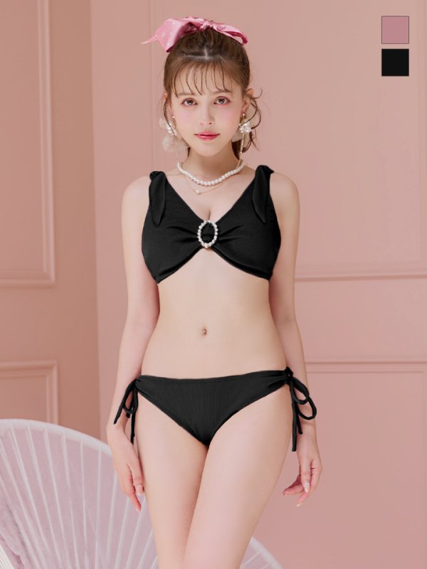 画像27: 【即日発送！】【ビキニ】【水着】肩リボンラウンドパールビキニ 2点セット[YMT]