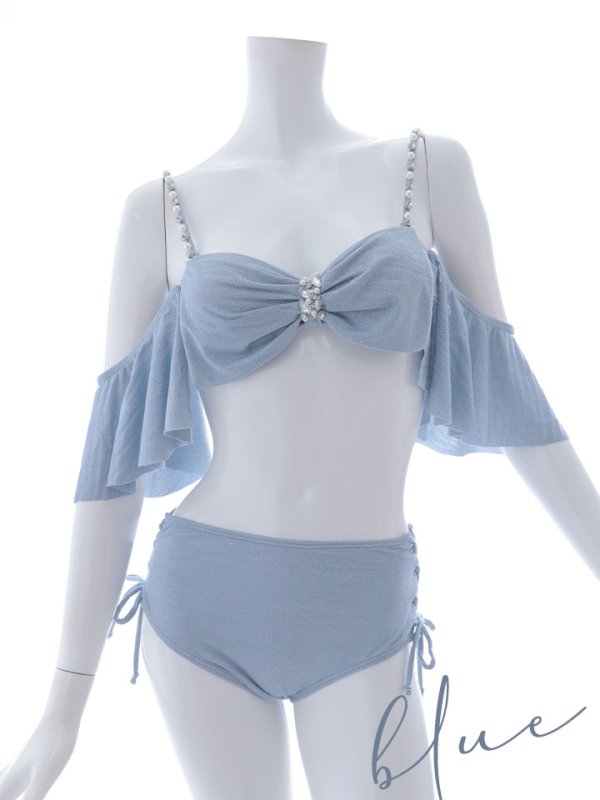 画像25: 【即日発送】【ビキニ】【水着】ハイウエストビッグラメリボン&ビジューキャミソールビキニ 2点セット[YMT]