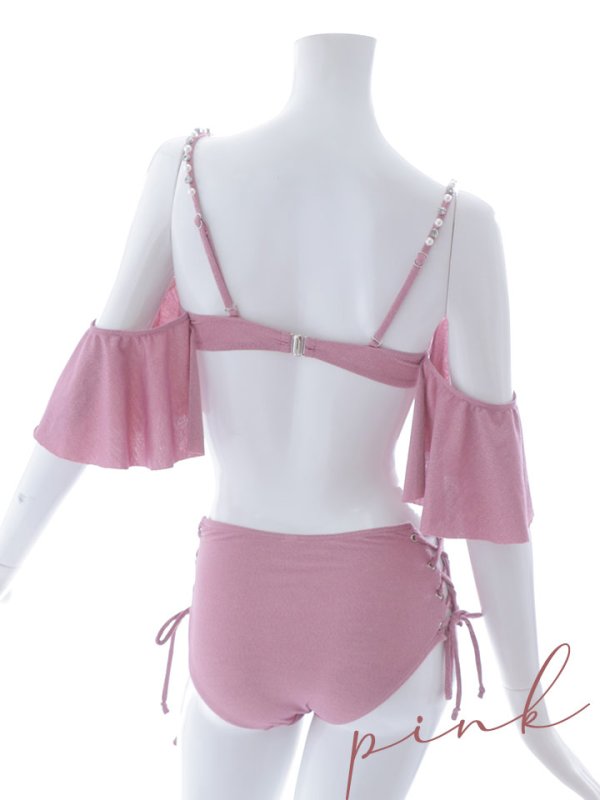 画像28: 【即日発送】【ビキニ】【水着】ハイウエストビッグラメリボン&ビジューキャミソールビキニ 2点セット[YMT]