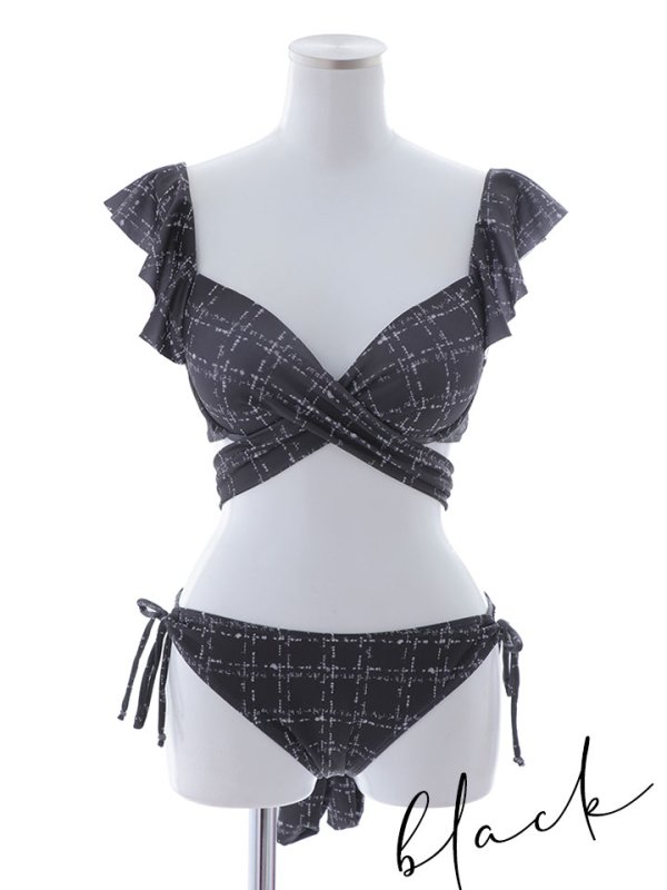 画像35: 【即日発送！】【ビキニ】バックリボン肩フリルツイード柄ビキニ 2点セット【水着】[YMT]