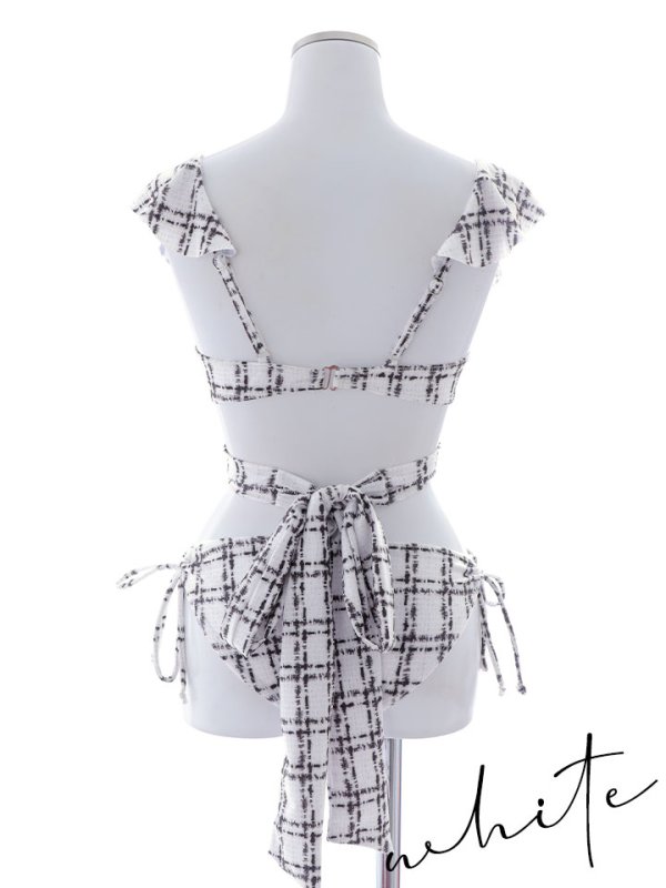 画像38: 【即日発送！】【ビキニ】バックリボン肩フリルツイード柄ビキニ 2点セット【水着】[YMT]