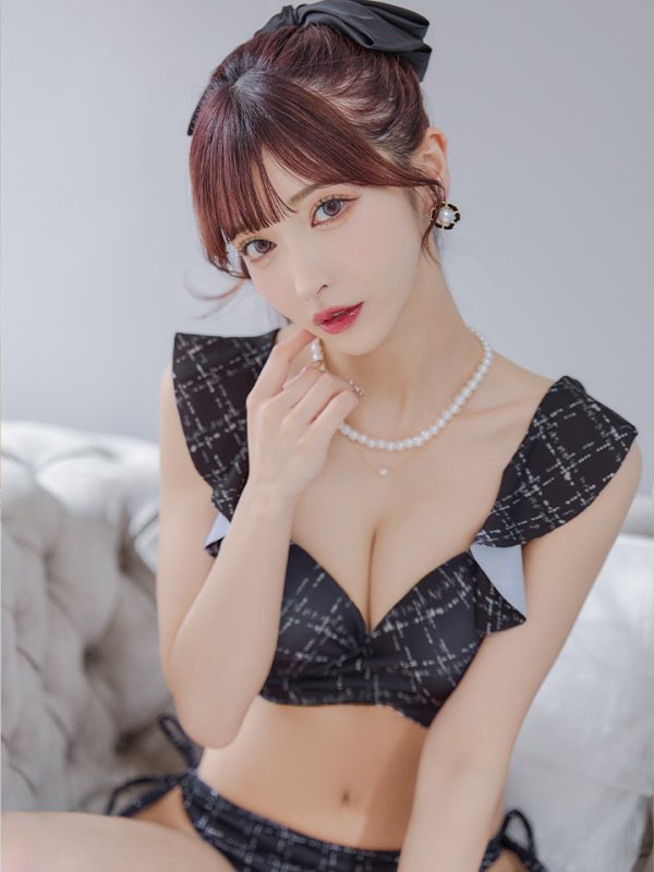 画像18: 【即日発送！】【ビキニ】バックリボン肩フリルツイード柄ビキニ 2点セット【水着】[YMT]