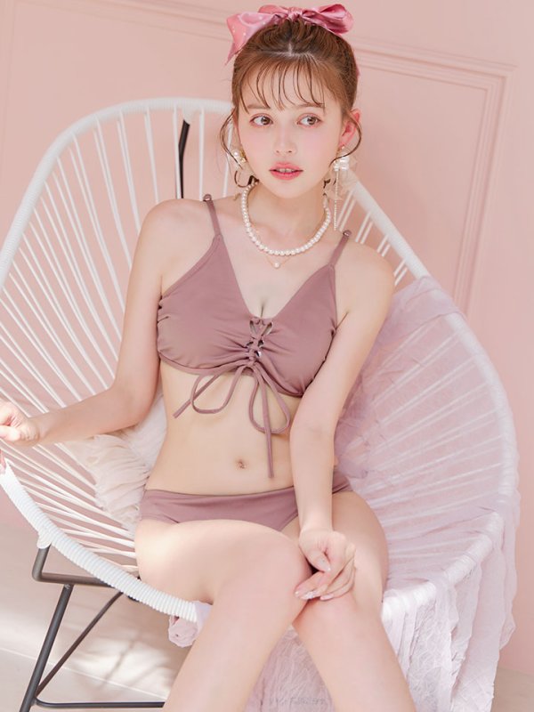 画像16: 【即日発送!】【ビキニ】【水着】レースアップトライアングルビキニ 2点セット[YMT]