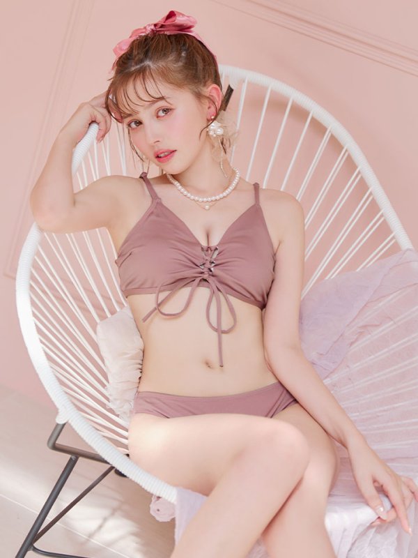 画像18: 【即日発送!】【ビキニ】【水着】レースアップトライアングルビキニ 2点セット[YMT]