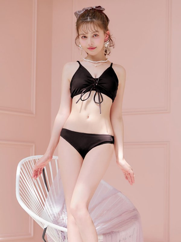 画像6: 【即日発送!】【ビキニ】【水着】レースアップトライアングルビキニ 2点セット[YMT]