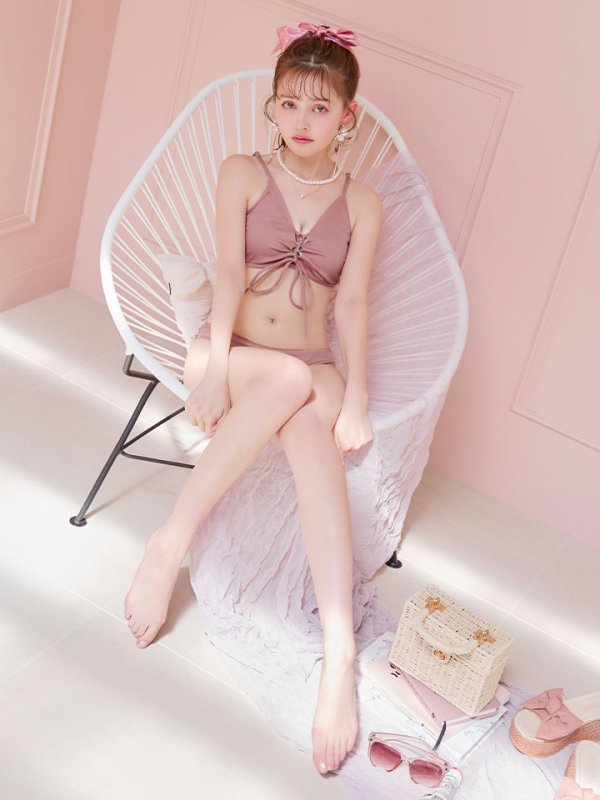 画像10: 【即日発送!】【ビキニ】【水着】レースアップトライアングルビキニ 2点セット[YMT]