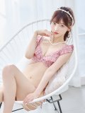 【ビキニ】【水着】肩フリルツイード柄ビキニ 2点セット[YMT]